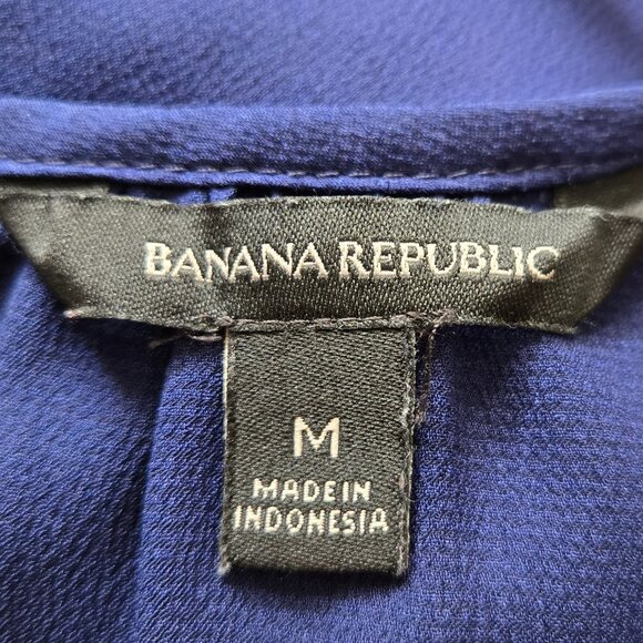 Banana Republic Cobalt Blue Short-Sleeve Blouse – Size M - Picture 4 of 6